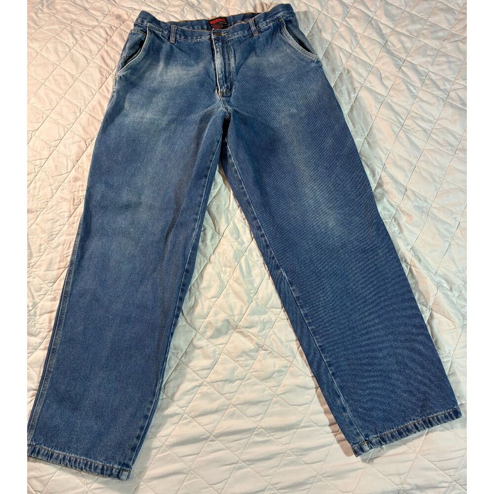 Size 38x32 Vtg Wolverine Flannel Lined Jeans Plaid Lining Holes/Repairs As-Is